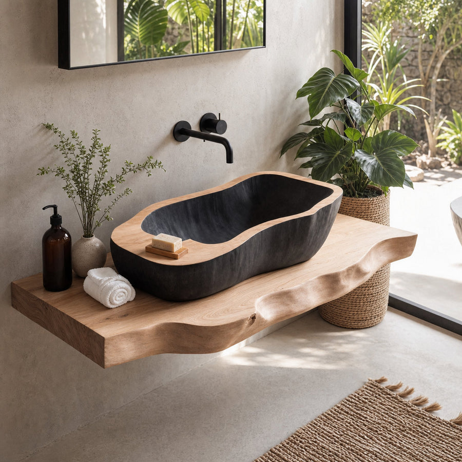 Mid Century Wooden Vessel Sink For Stylish Bathroom Decor