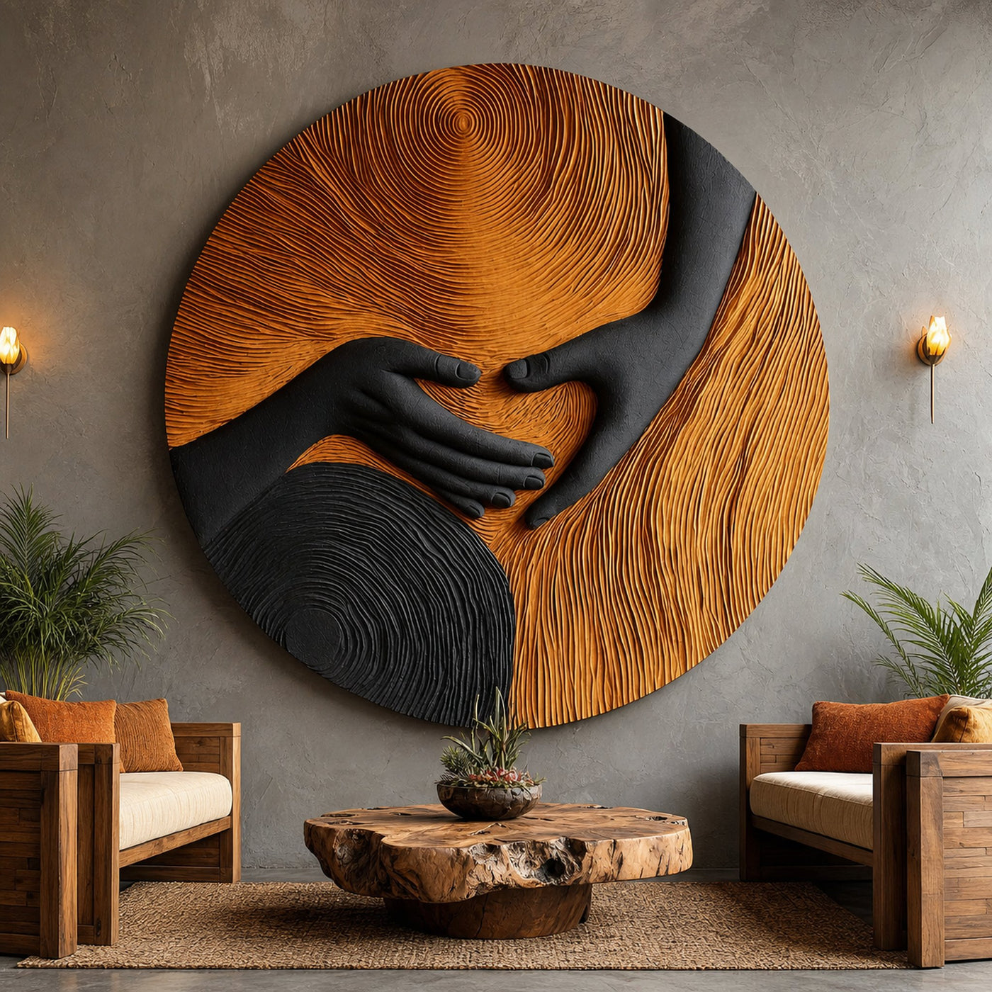 Mid Century Wooden Wall Art Sculpture For Home Furniture Decor