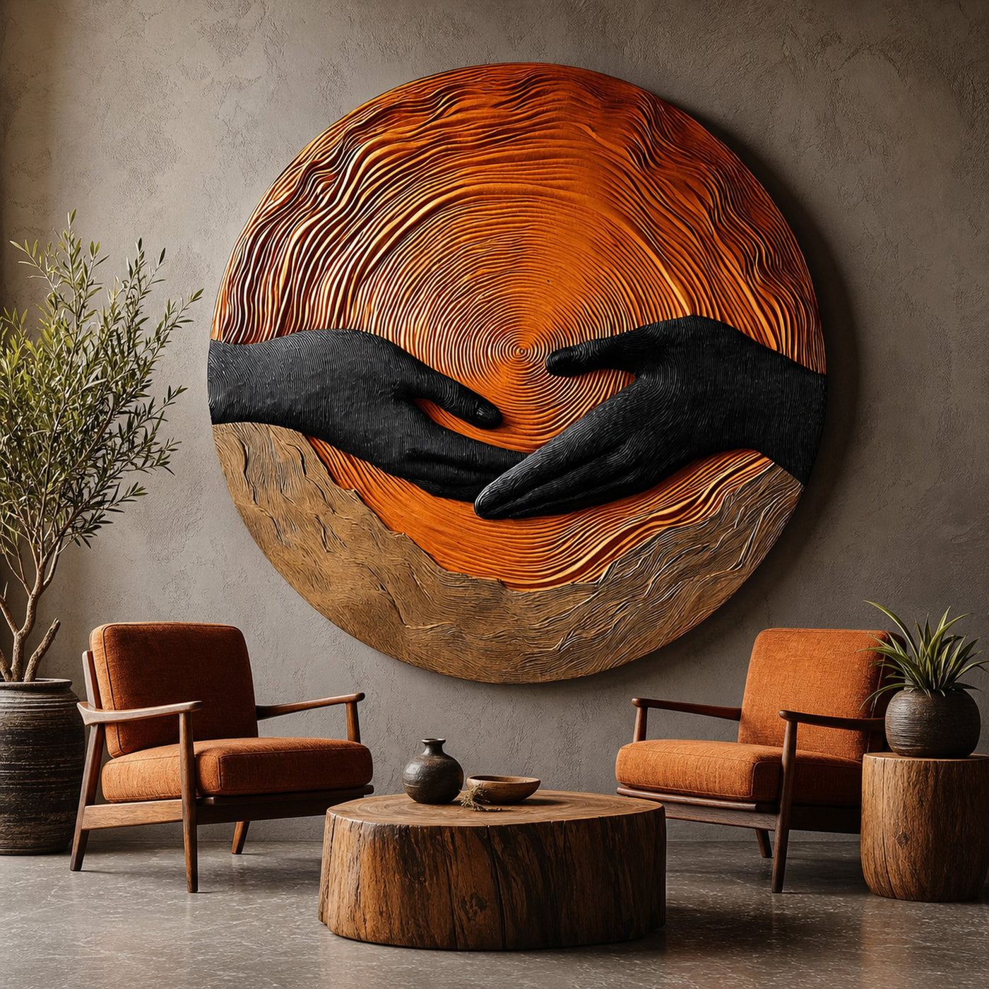 Mid Century Wooden Wall Art Sculpture For Living Room Decor