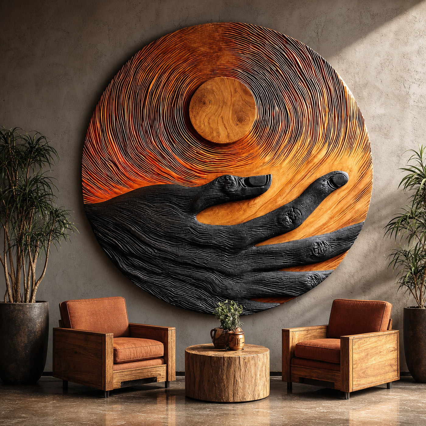 Mid Century Wooden Wall Art Sculpture For Modern Living Room