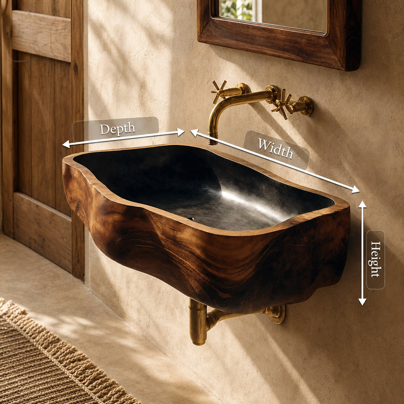 Mid Century Wooden Wall Mounted Bathroom Sink For Elegant Bathroom Design - product view 8
