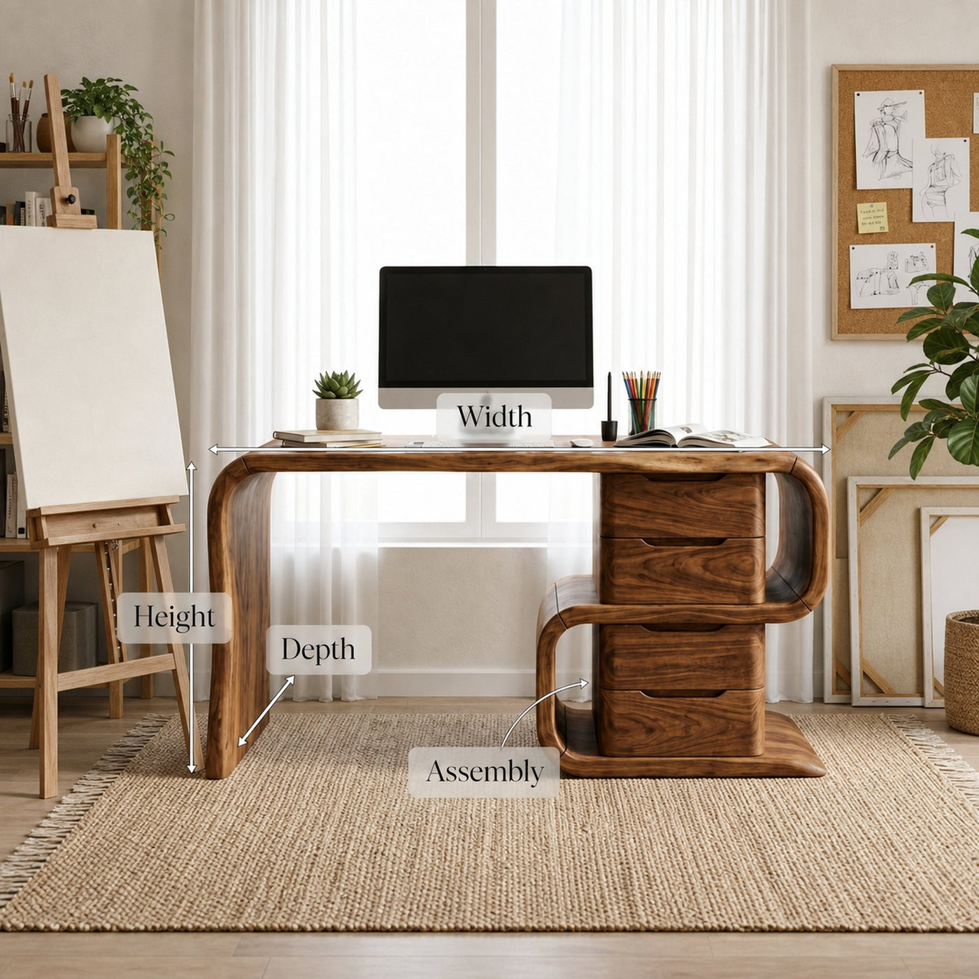 Mid Century Work Desk For Home Office - product view 8