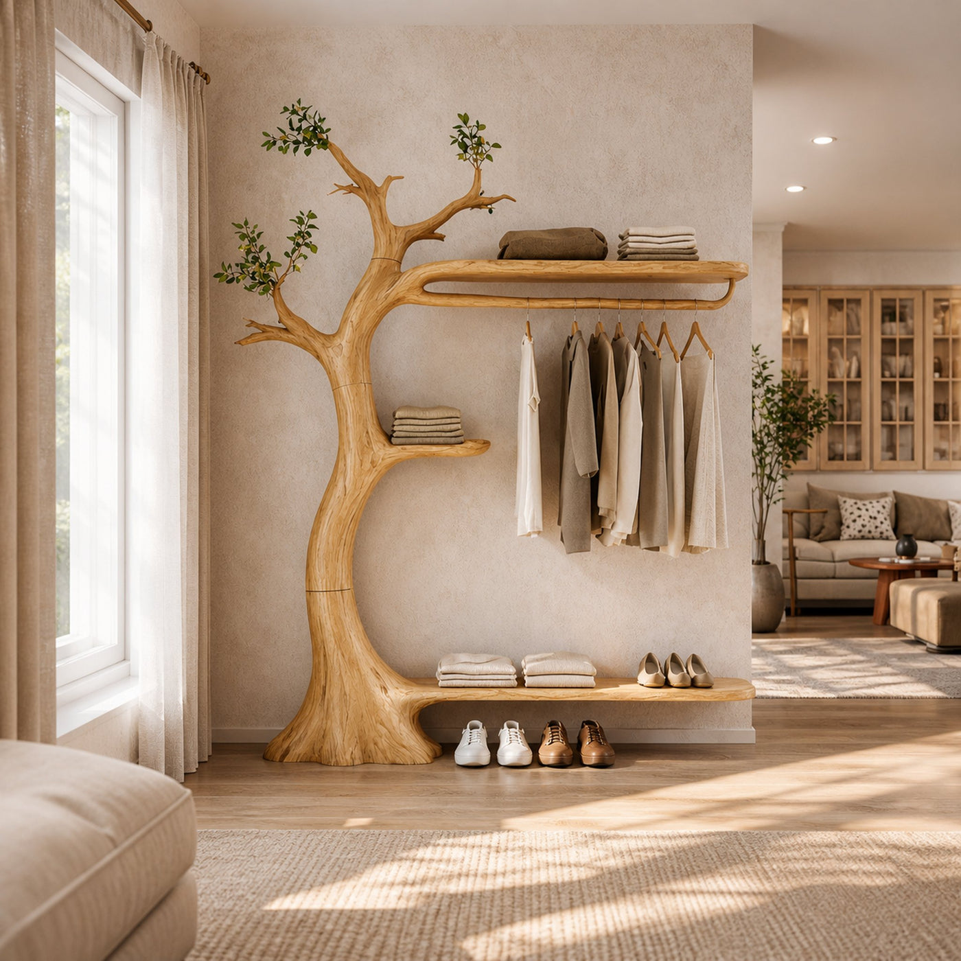 Midcentury Modern Tree Coat Rack Interior Corner