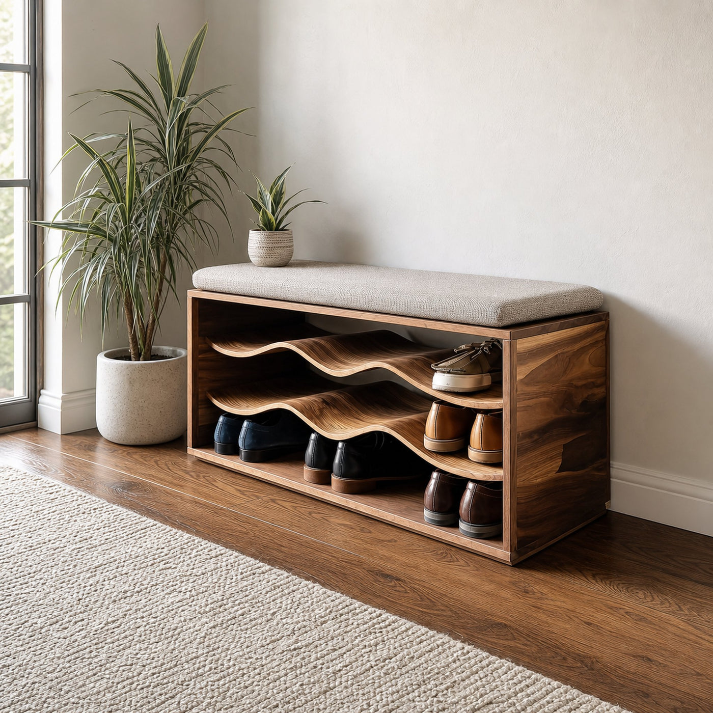 Midcentury Shoe Rack Bench Entryway
