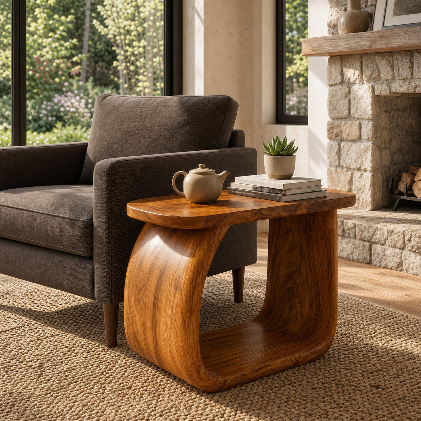 Minimal Beside Table With Curved Open Frame Design For Living Room - product view 6