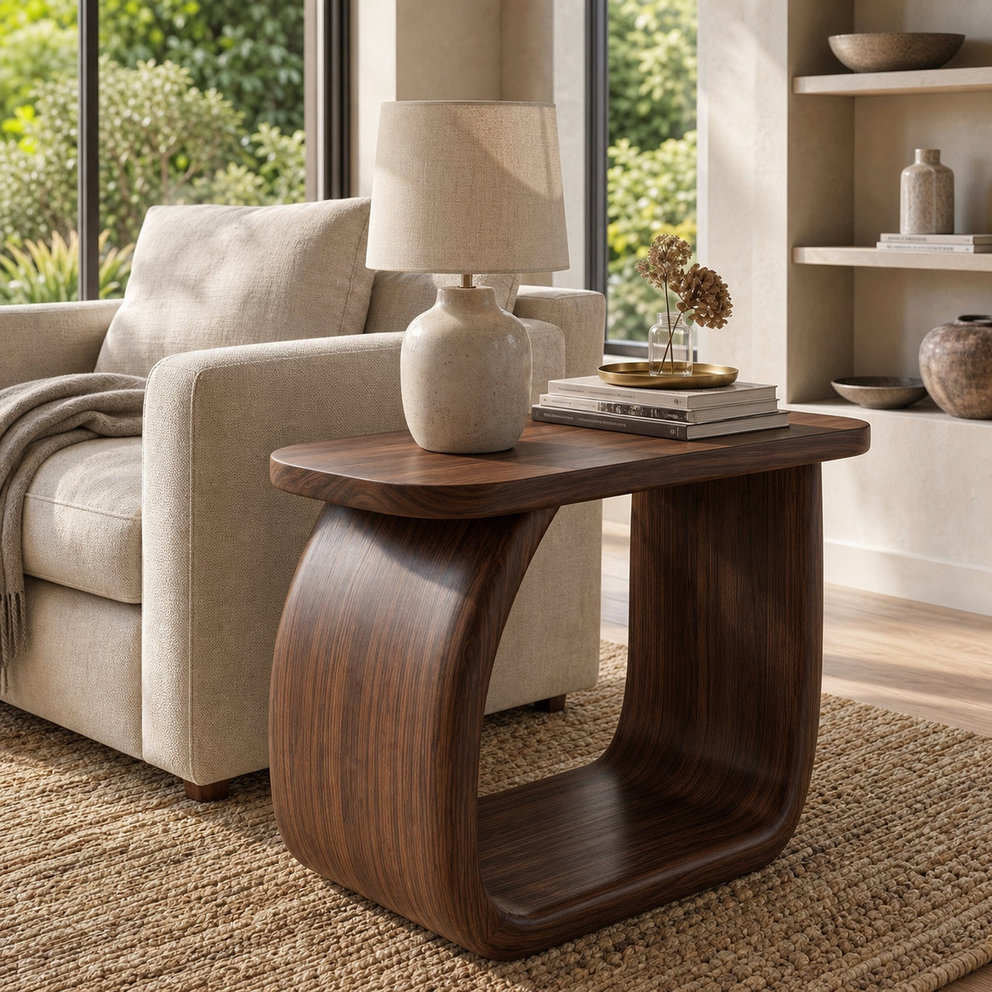 Minimal Beside Table With Curved Open Frame Design For Living Room - product view 7