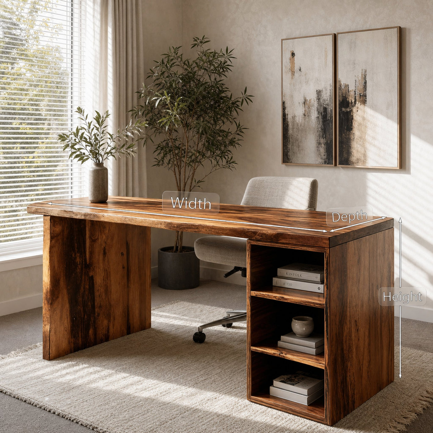 Minimal Office Table With Open Storage For Home Office - product view 6