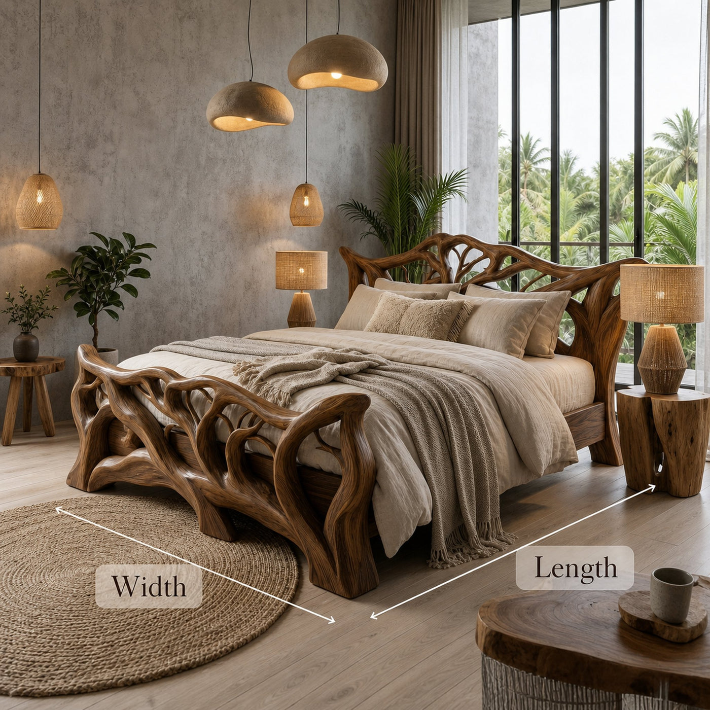 Minimal Organic Bed Frame Solid Wood Smooth Flowing Design Bedroom - product view 8