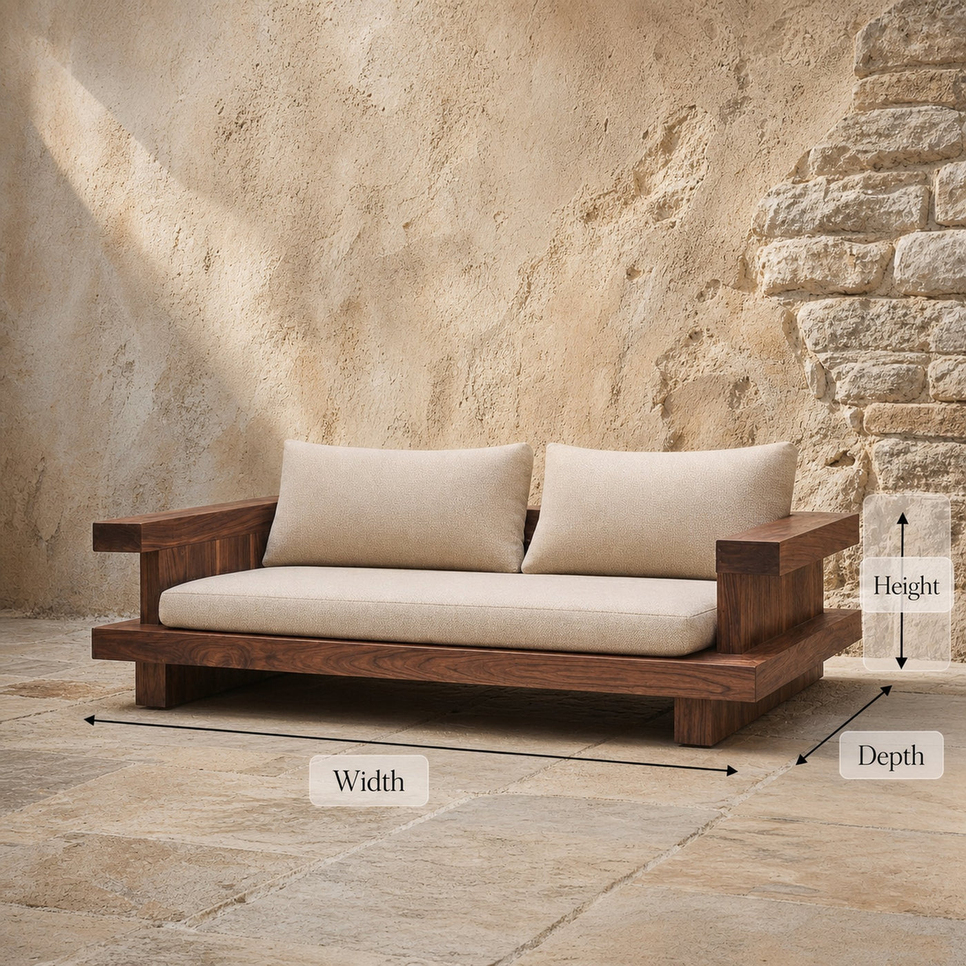 Minimal Platform Sofa Frame Solid Wood Clean Low Arm Form Living Room And Lounge - product view 6