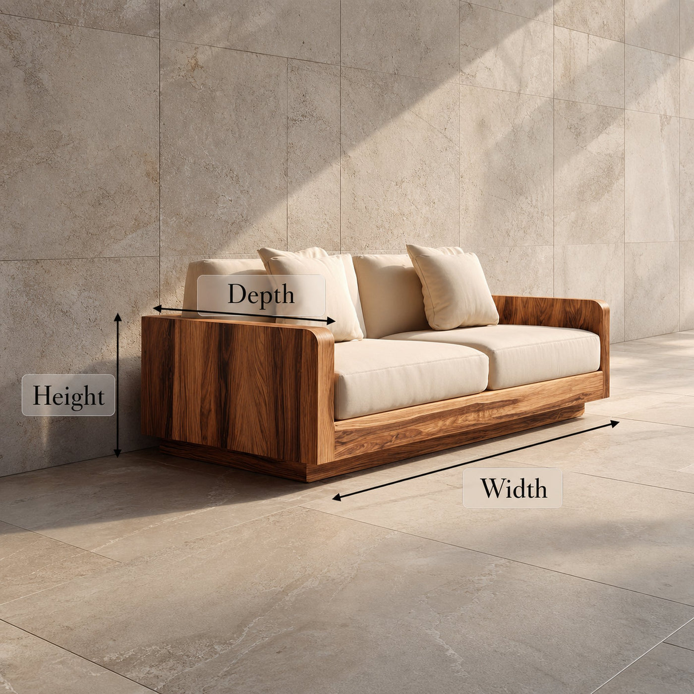 Minimal Structured Sofa Frame Solid Wood Box Form Living Room And Lounge - product view 6