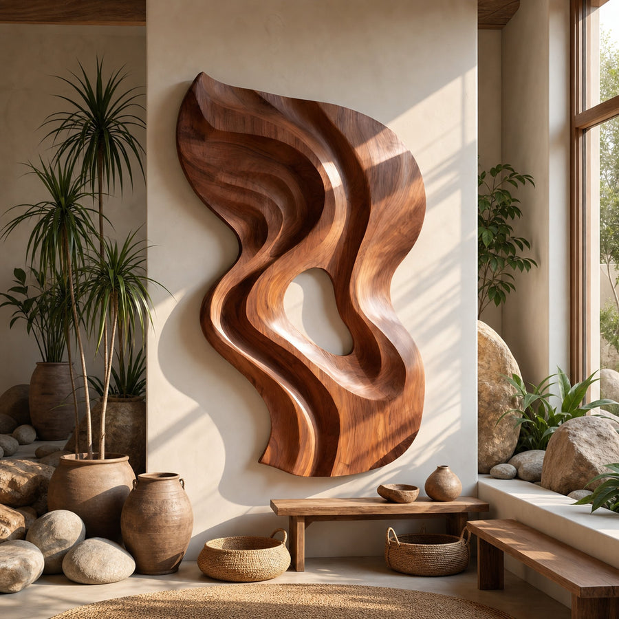 Minimalist Abstract Relief Wall Panel Decor For Study Space