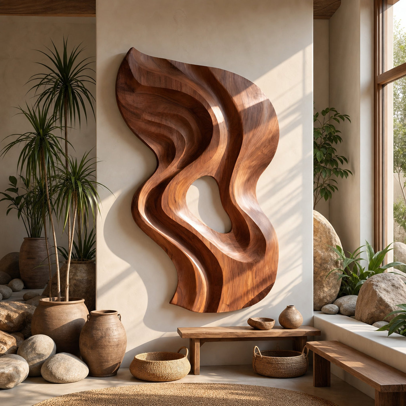 Minimalist Abstract Relief Wall Panel Decor For Study Space
