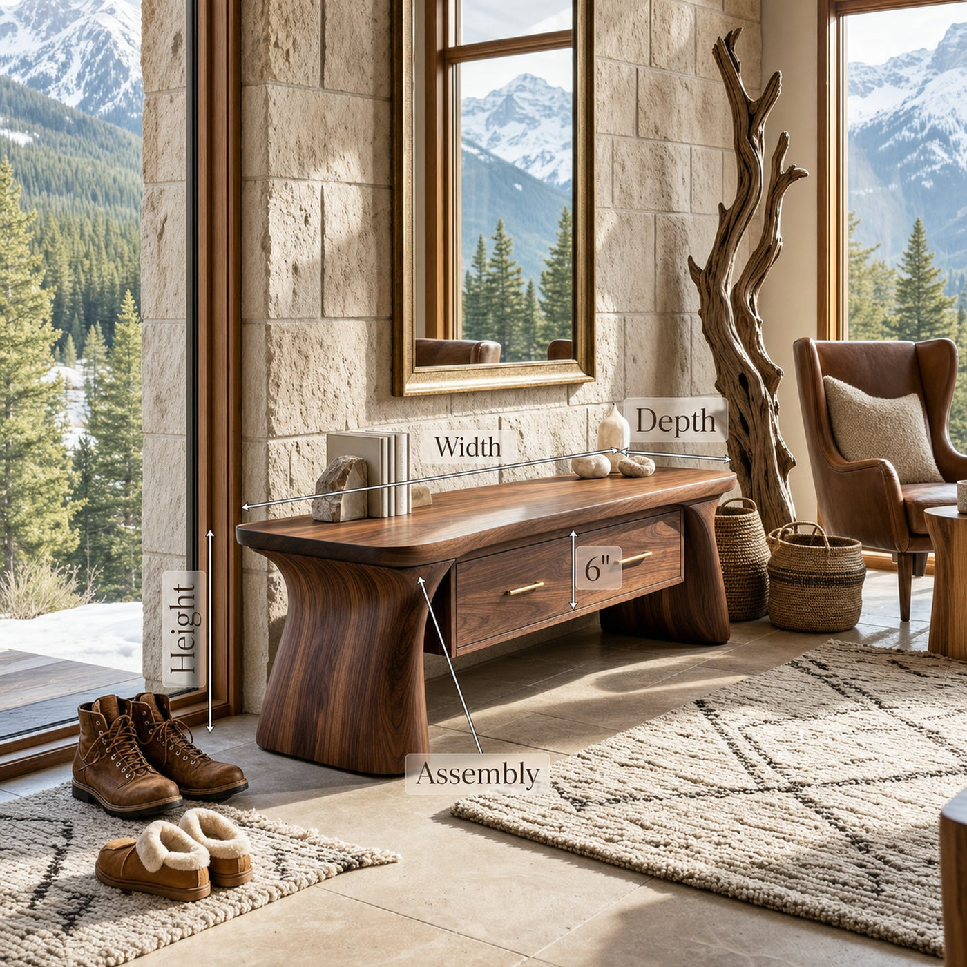 Minimalist Arched Base Bench For Foyer Interior Space - product view 8