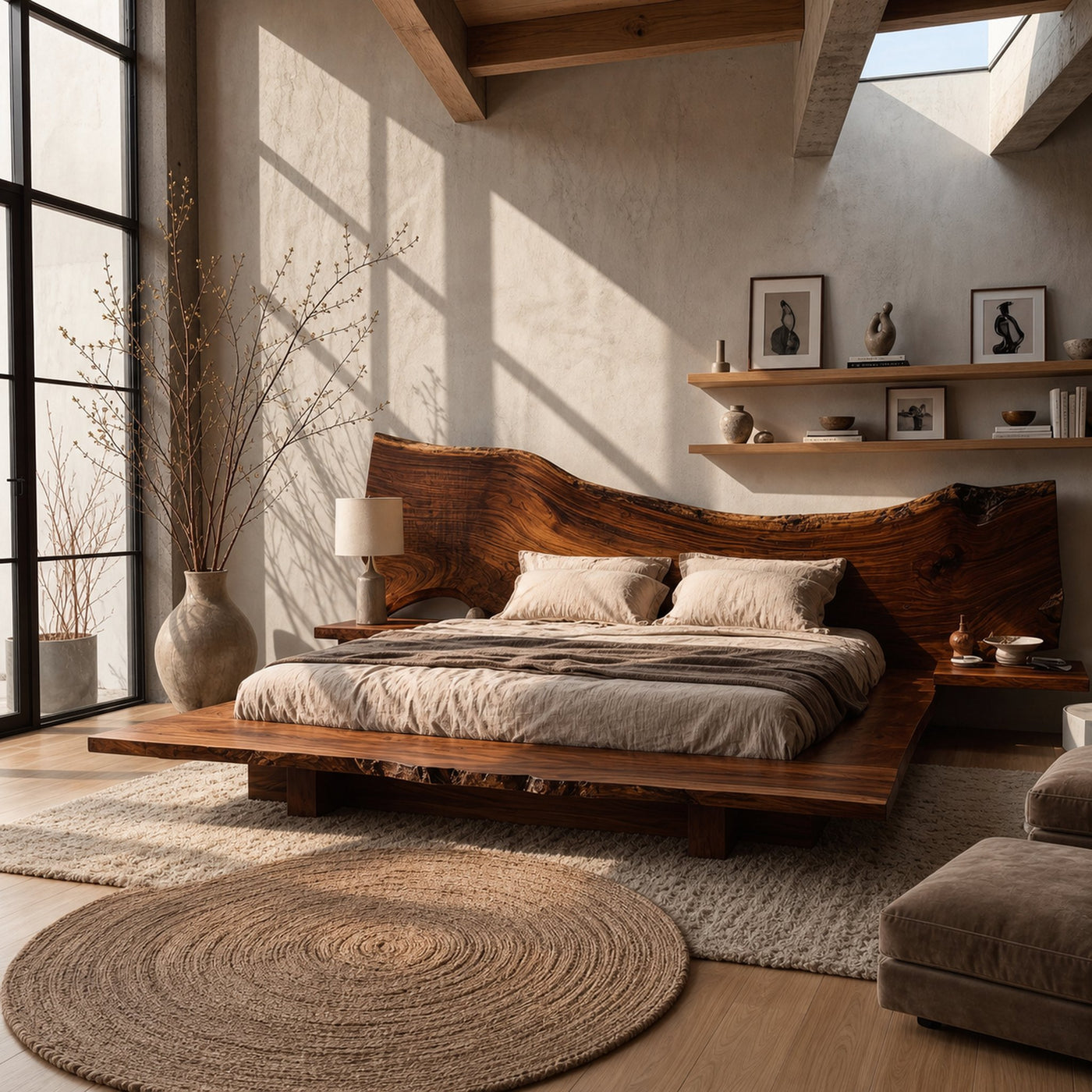Minimalist Bed Frame With Organic Edge Headboard For Bedroom - product view 6