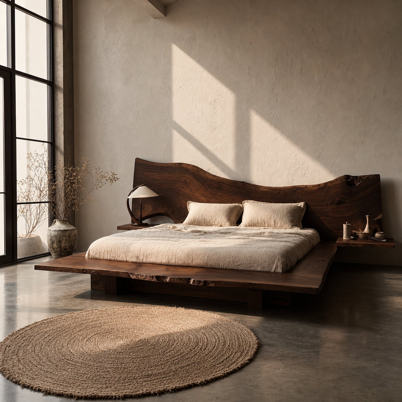 Minimalist Bed Frame With Organic Edge Headboard For Bedroom - product view 7