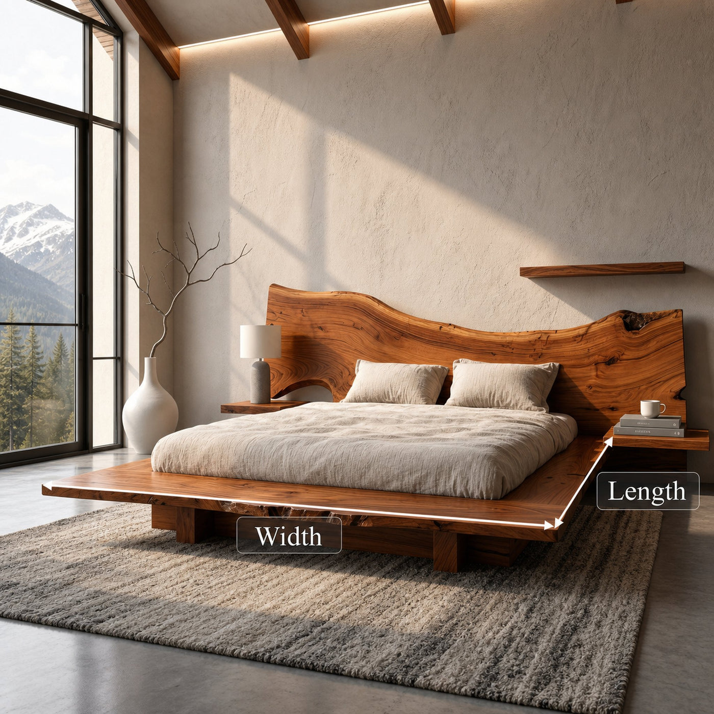 Minimalist Bed Frame With Organic Edge Headboard For Bedroom - product view 8