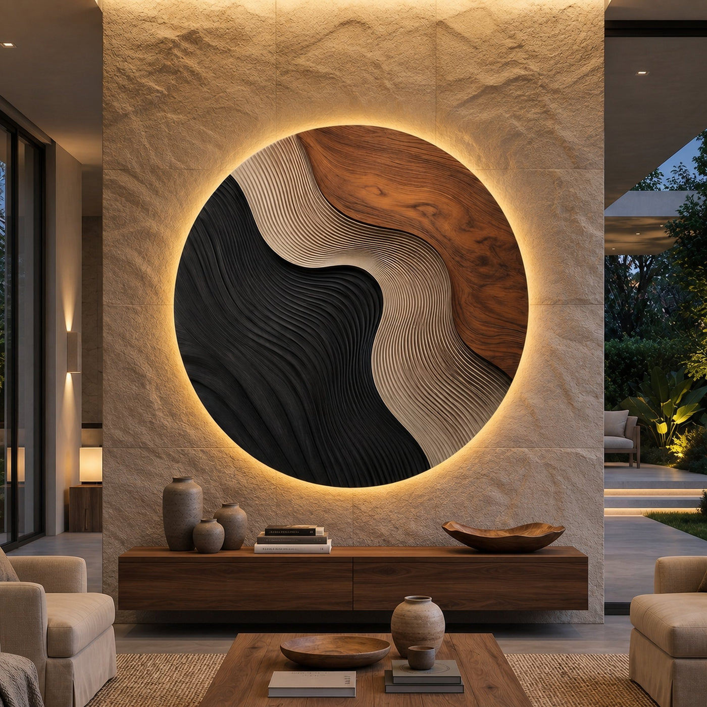 Minimalist Contour Wall Art For Sunroom Interior Space
