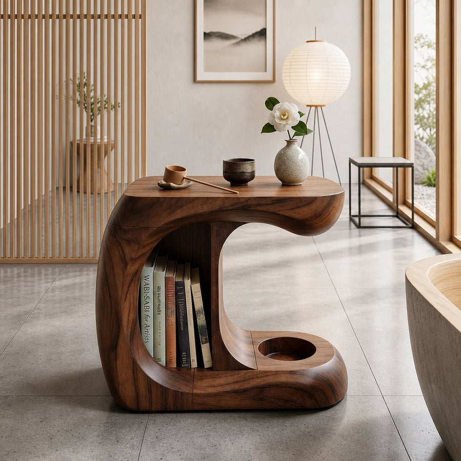 Minimalist Curved Accent Table For Studio Apartment Interior