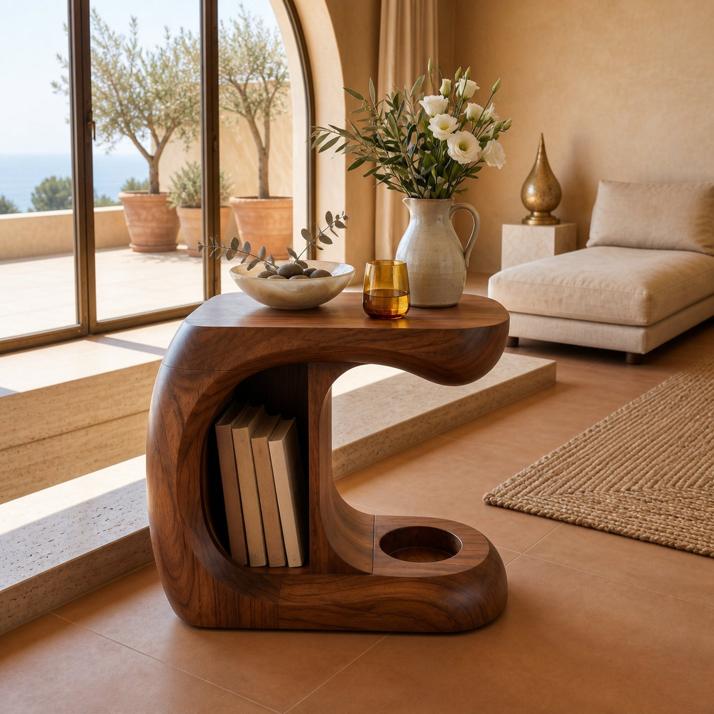 Minimalist Curved Accent Table For Studio Apartment Interior - product view 6