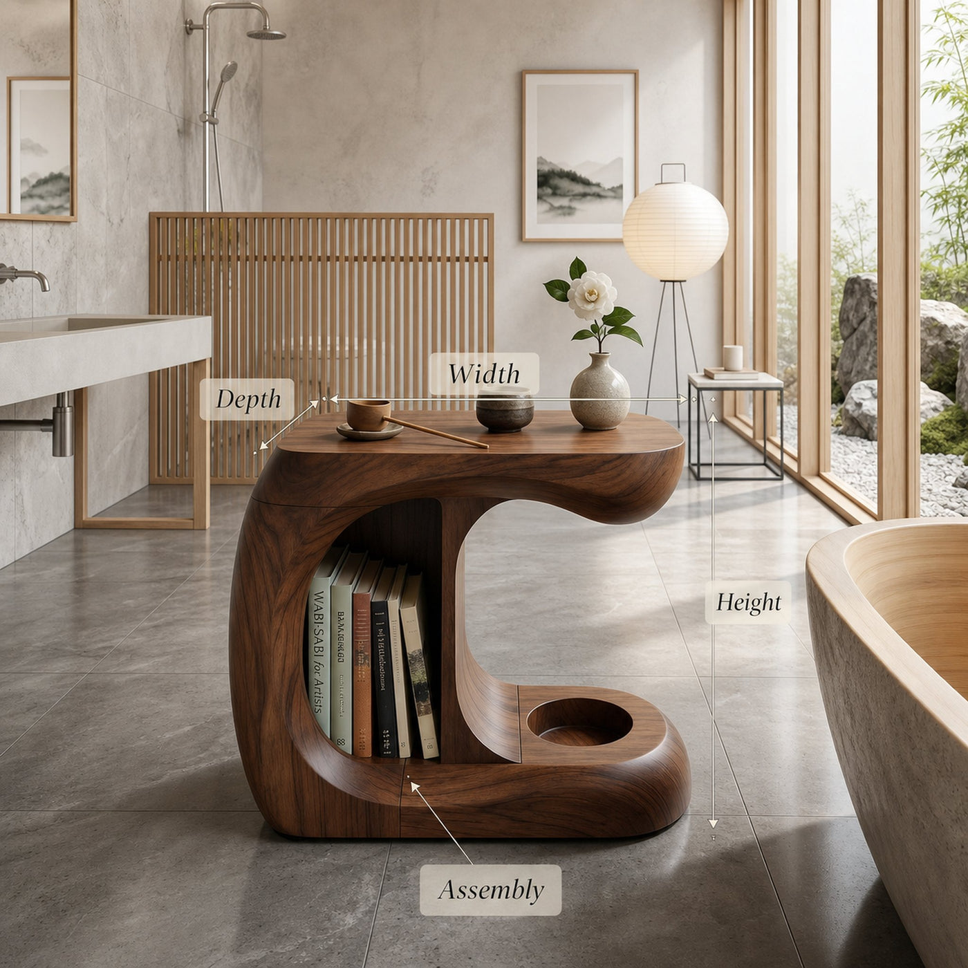 Minimalist Curved Accent Table For Studio Apartment Interior - product view 8