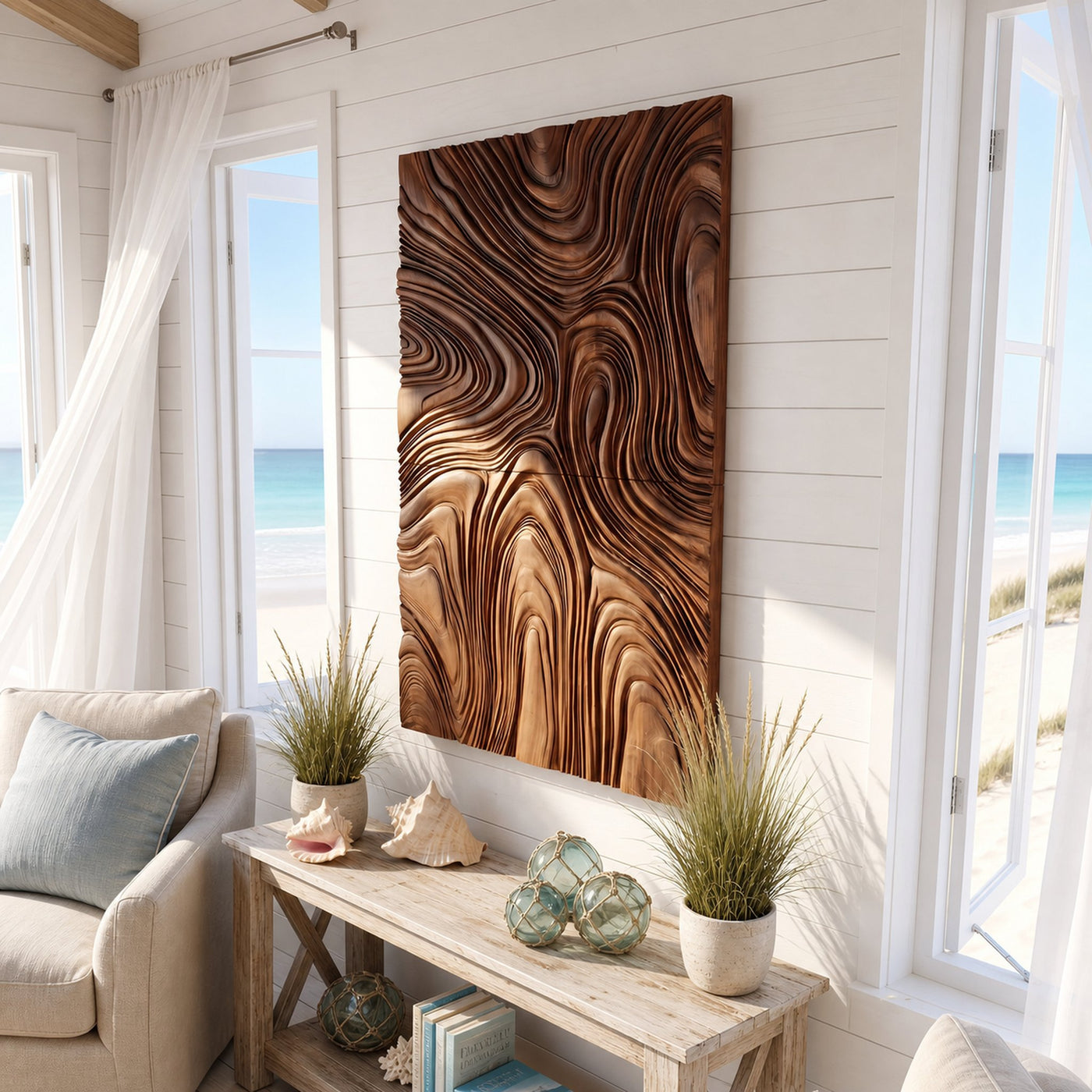 Minimalist Curved Wall Art Panel For Bedroom Interior
