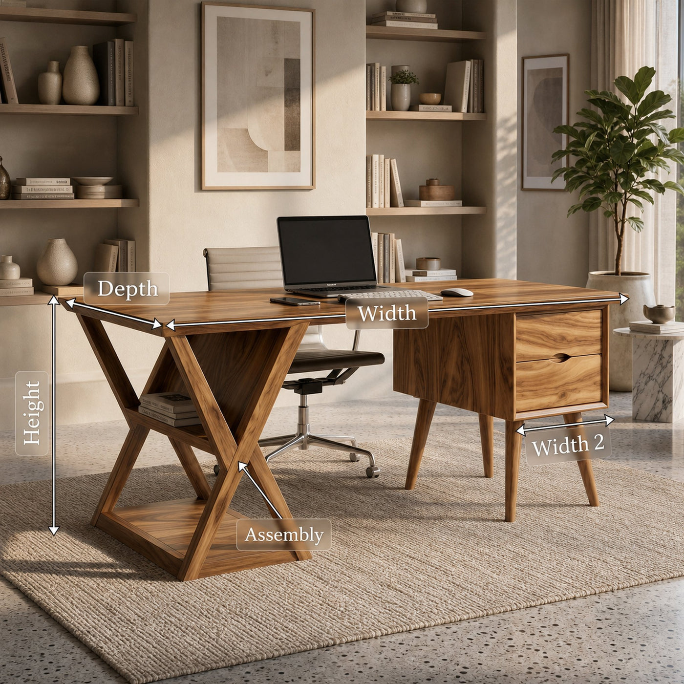 Minimalist Executive Desk Creative Office - product view 8