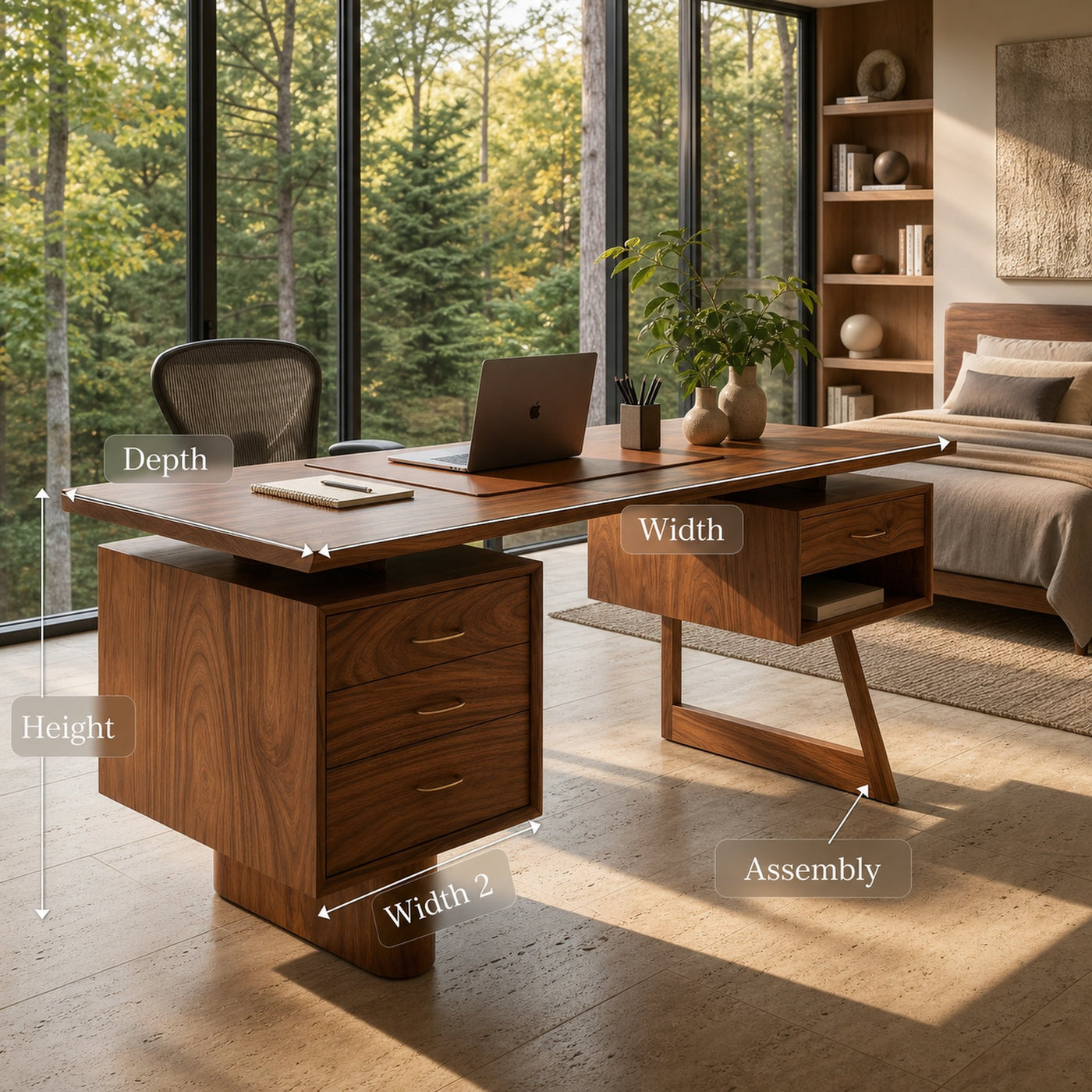 Minimalist Executive Desk Home Workspace - product view 8