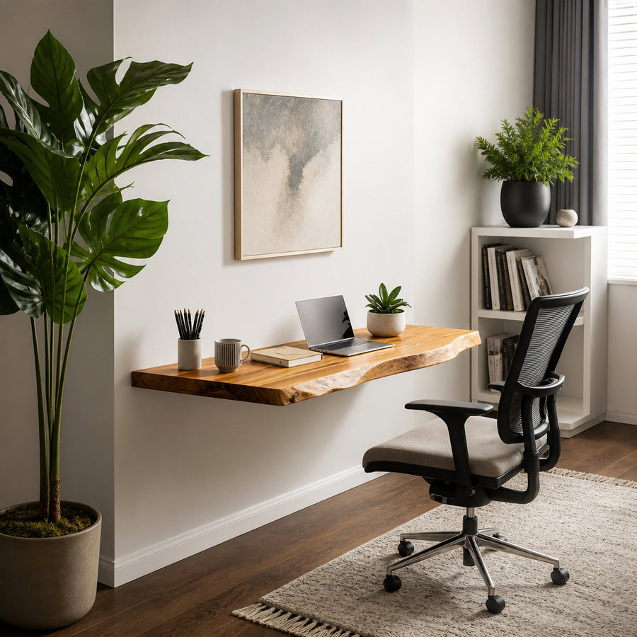 Minimalist Floating Live Edge Desk For Home Office