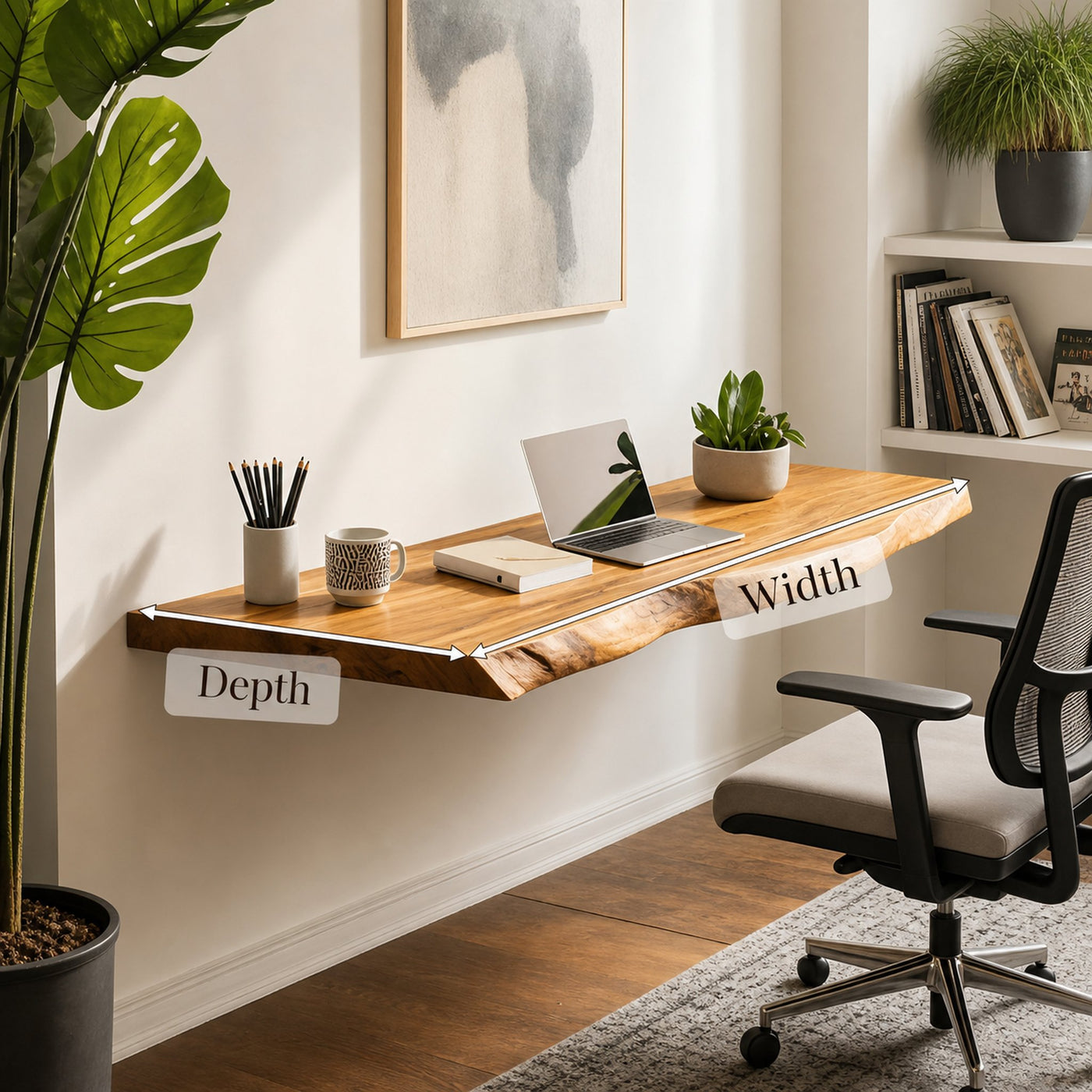 Minimalist Floating Live Edge Desk For Home Office - product view 8