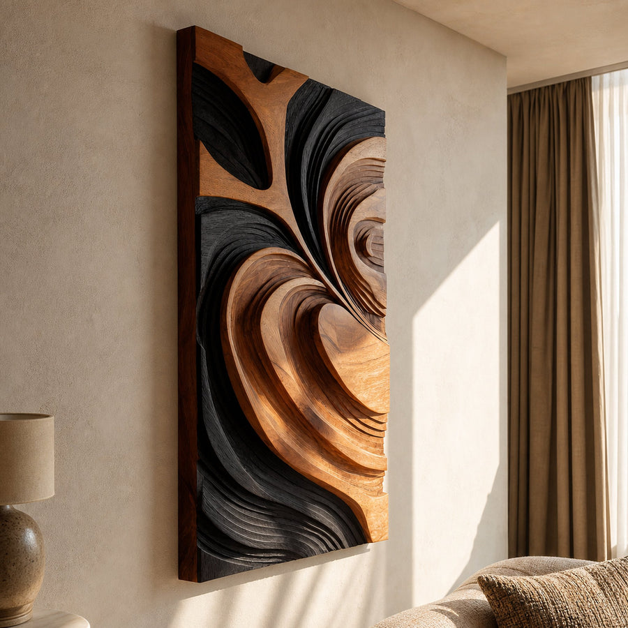 Minimalist Flowing Wall Decor For Bathroom And Vanity Accent