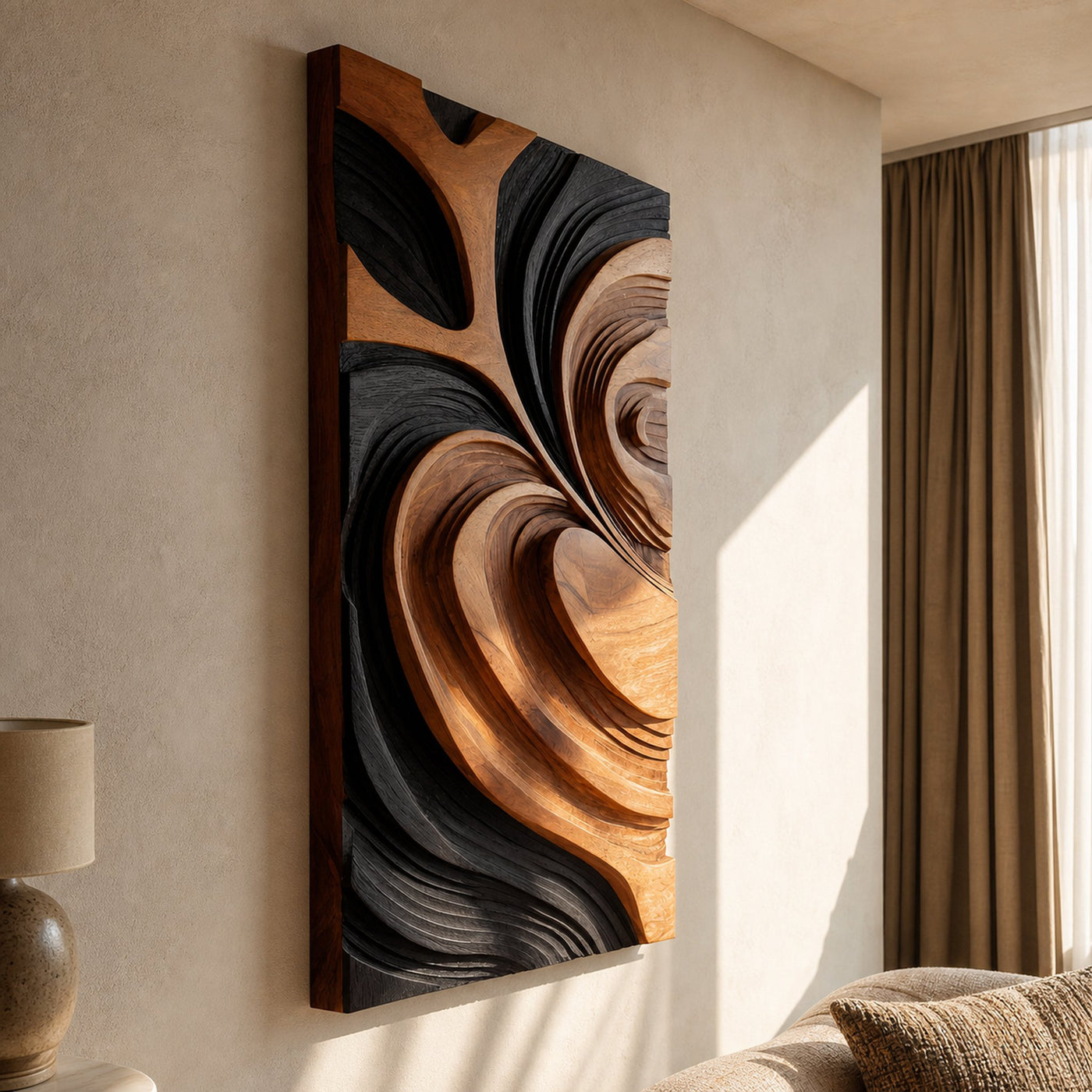 Minimalist Flowing Wall Decor For Bathroom And Vanity Accent