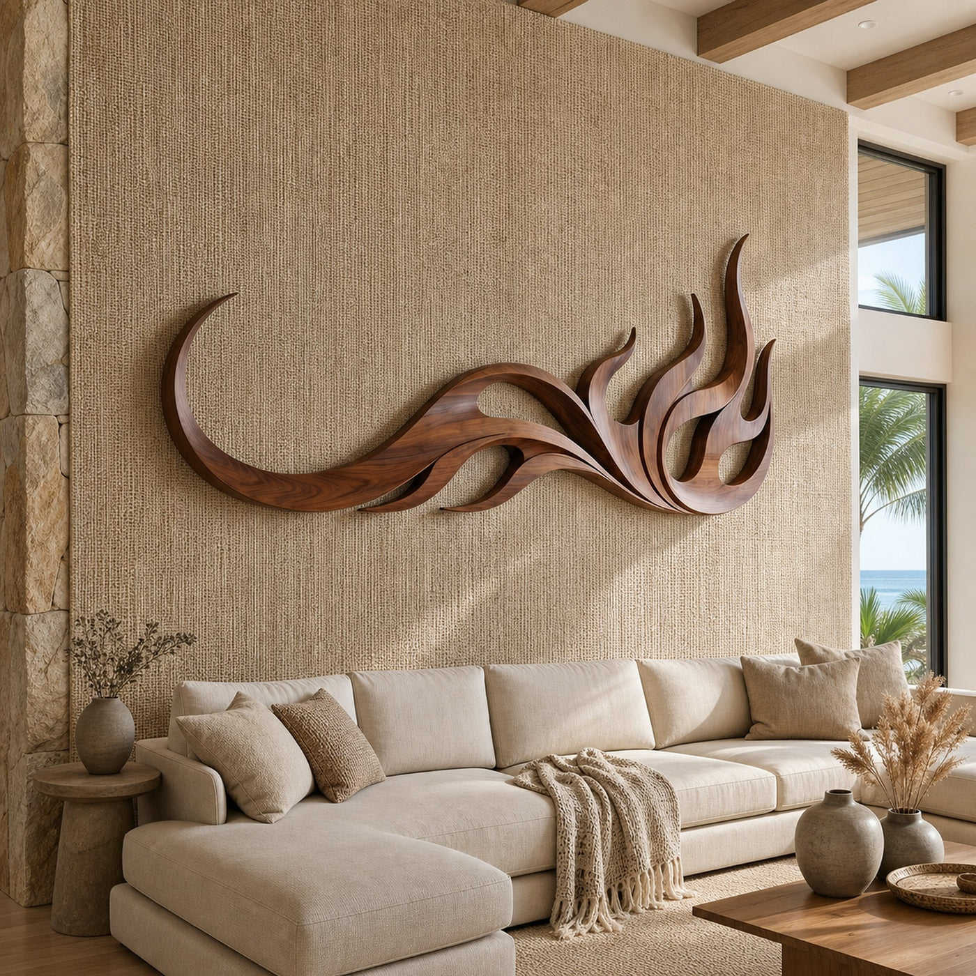 Minimalist Flowing Wall Decor For Wellness Space Interior