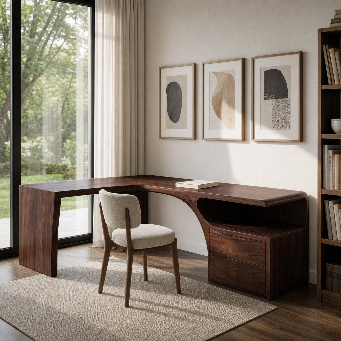 Minimalist Natural Wood L-Shaped Desk For Study Room - product view 6