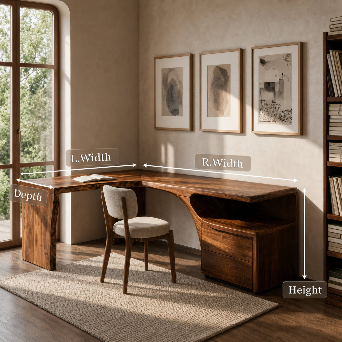 Minimalist Natural Wood L-Shaped Desk For Study Room - product view 8