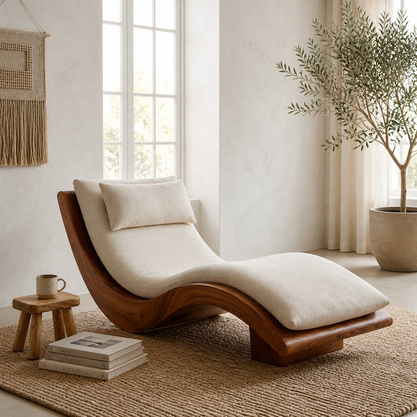 Minimalist Natural Wood Lounge Chair For Bedroom Decor - product view 6