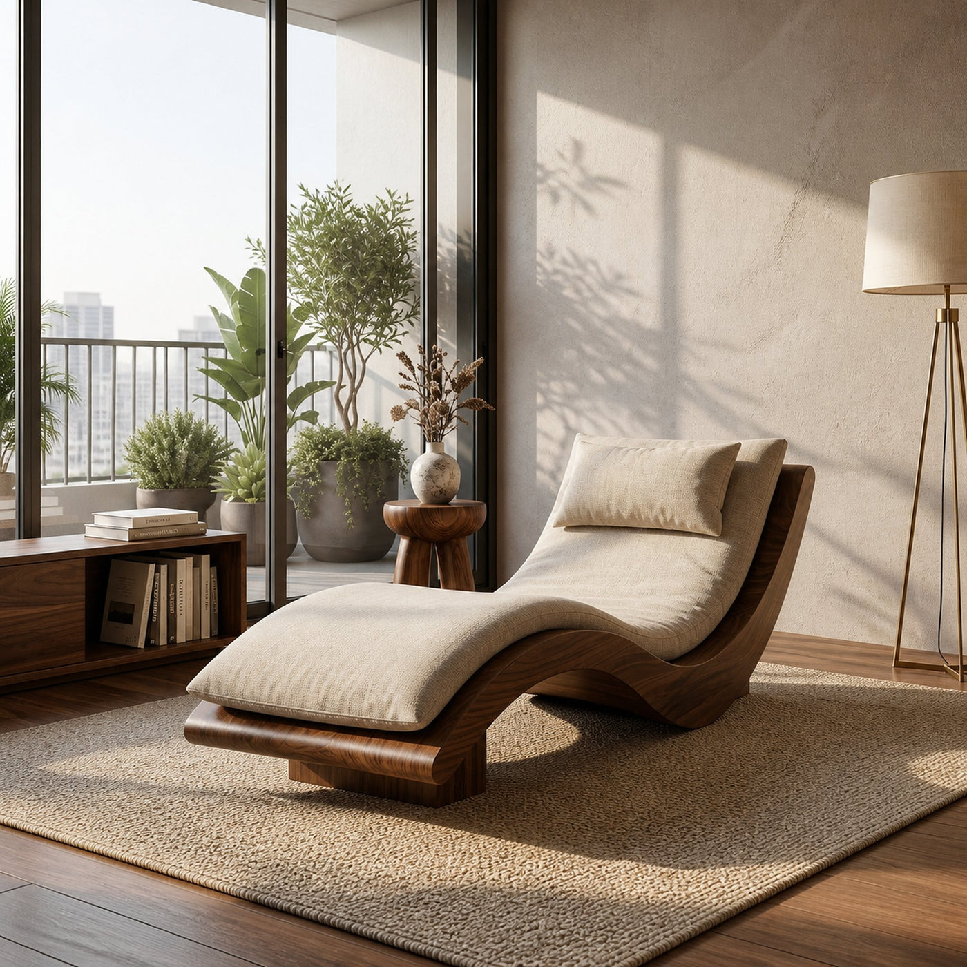 Minimalist Natural Wood Lounge Chair For Bedroom Decor - product view 7