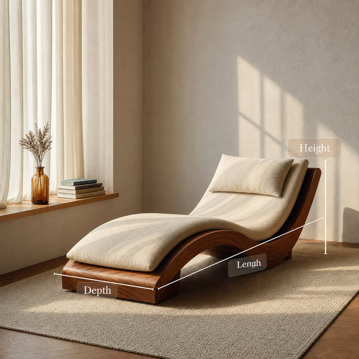 Minimalist Natural Wood Lounge Chair For Bedroom Decor - product view 8