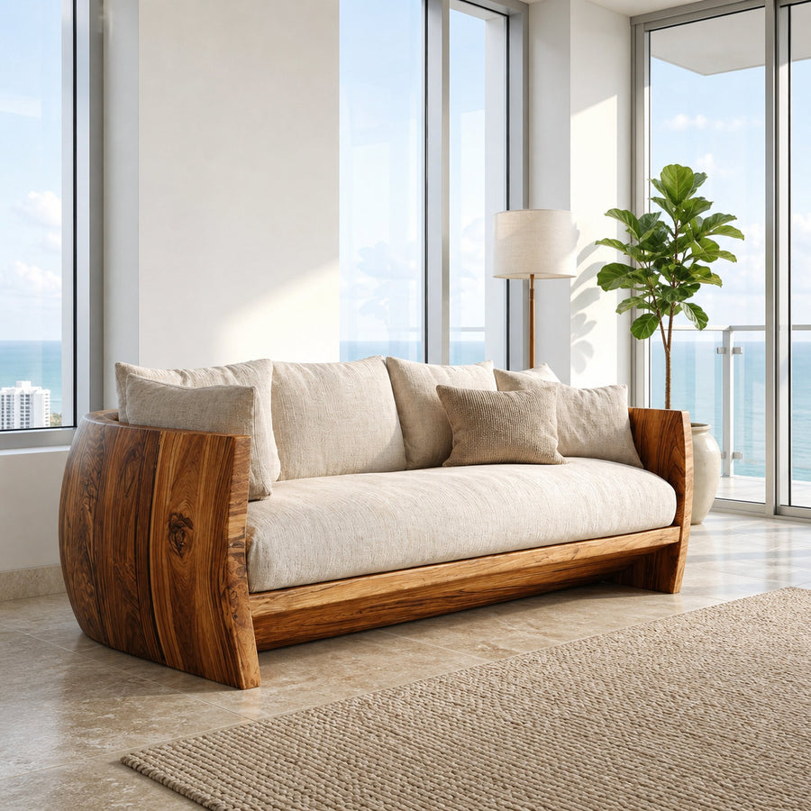 Minimalist Natural Wood Sofa For Living Room