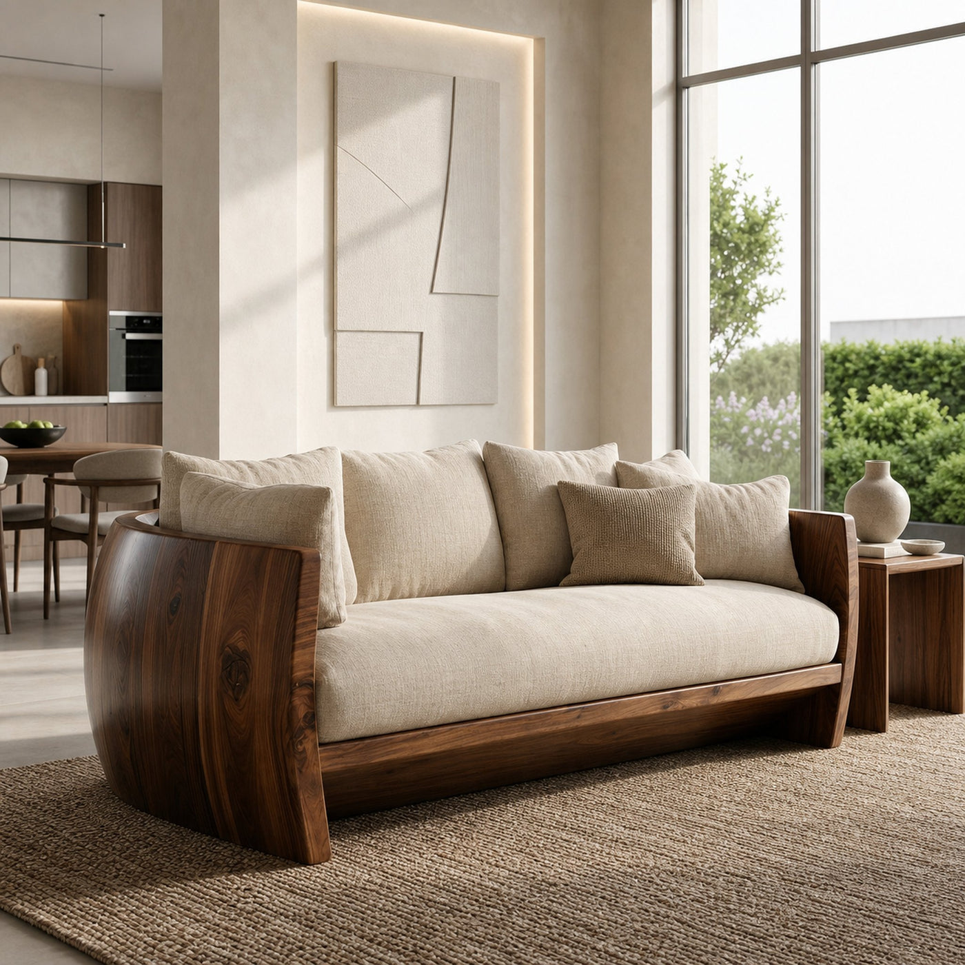 Minimalist Natural Wood Sofa For Living Room - product view 7
