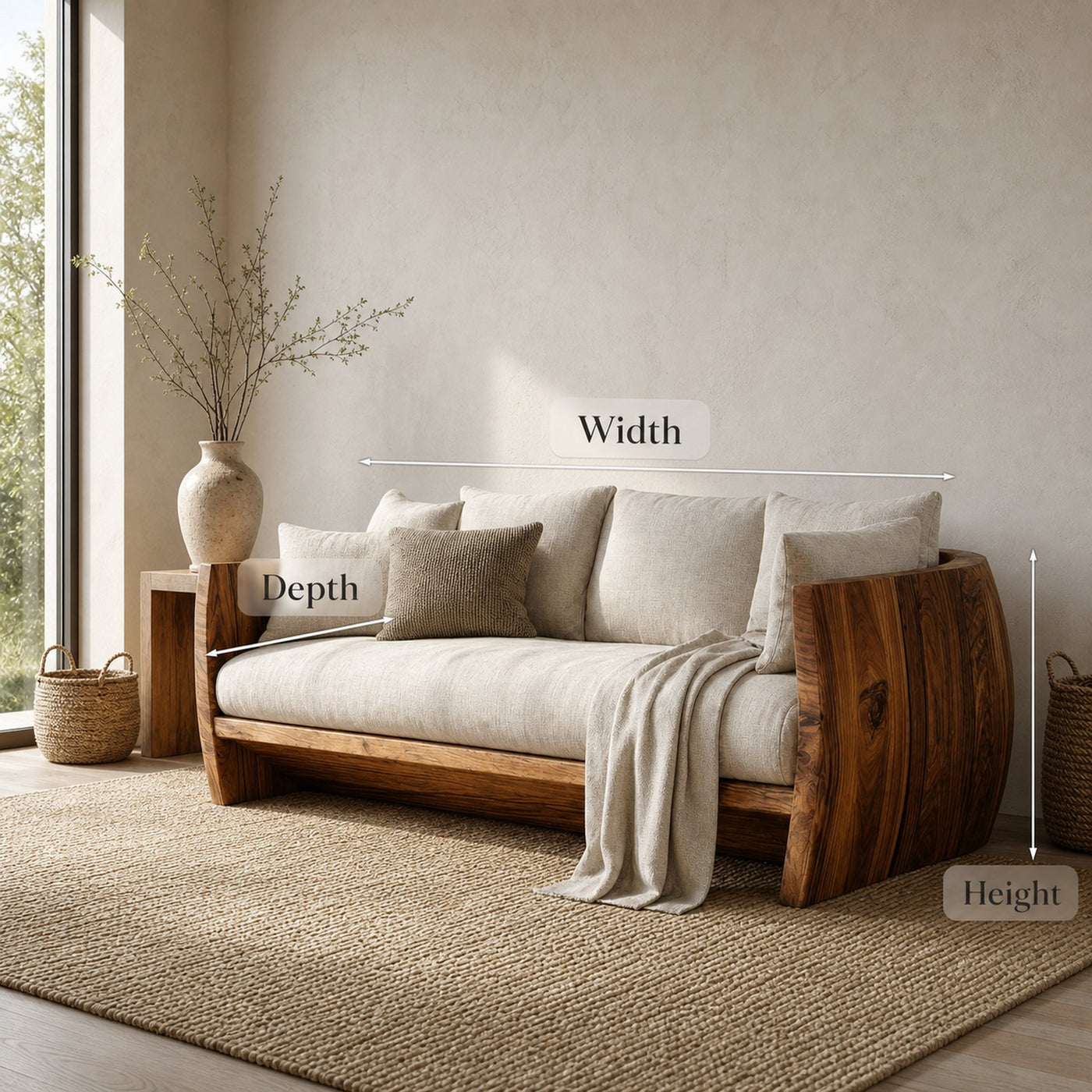 Minimalist Natural Wood Sofa For Living Room - product view 8