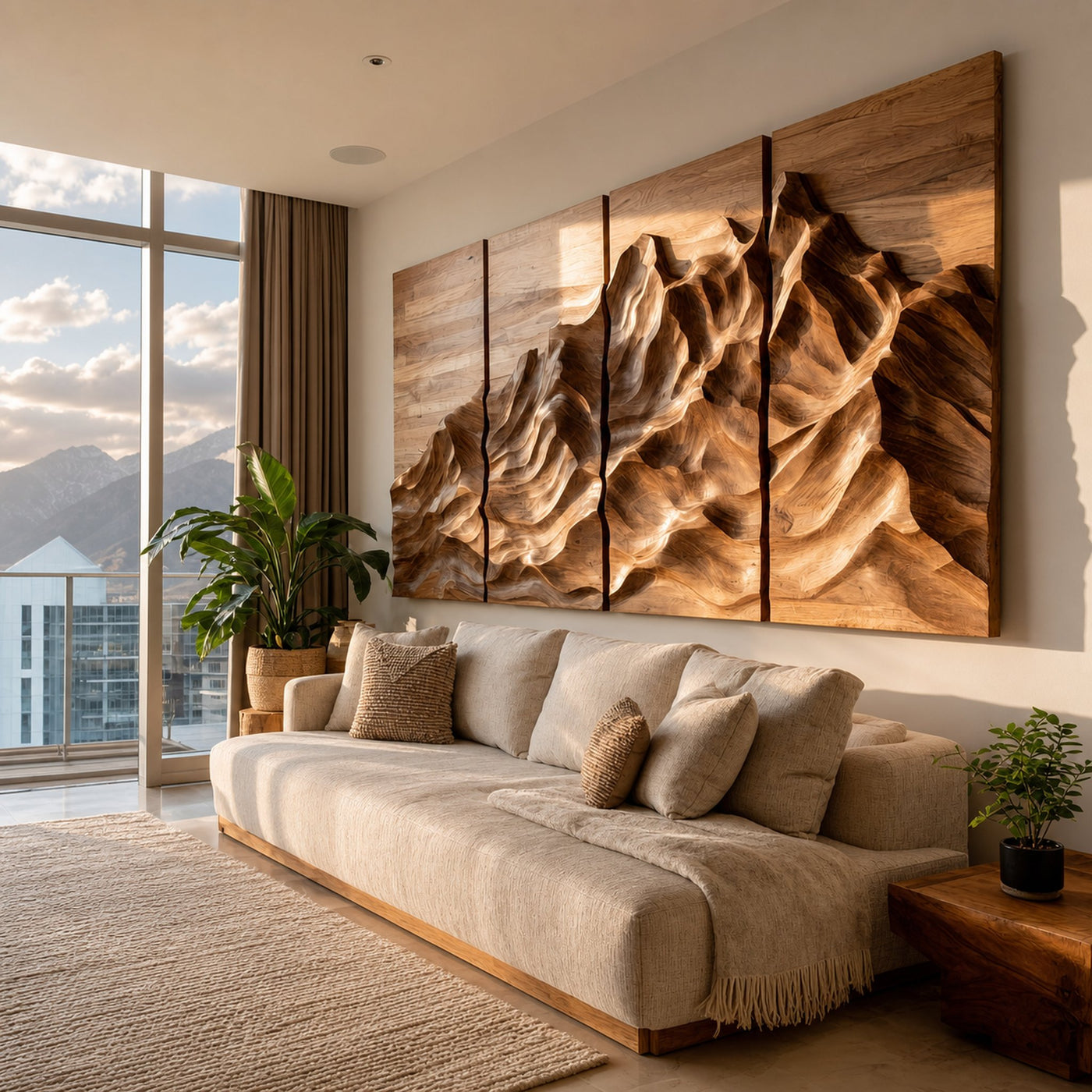 Minimalist Natural Wood Wall Art Set For Home Decor