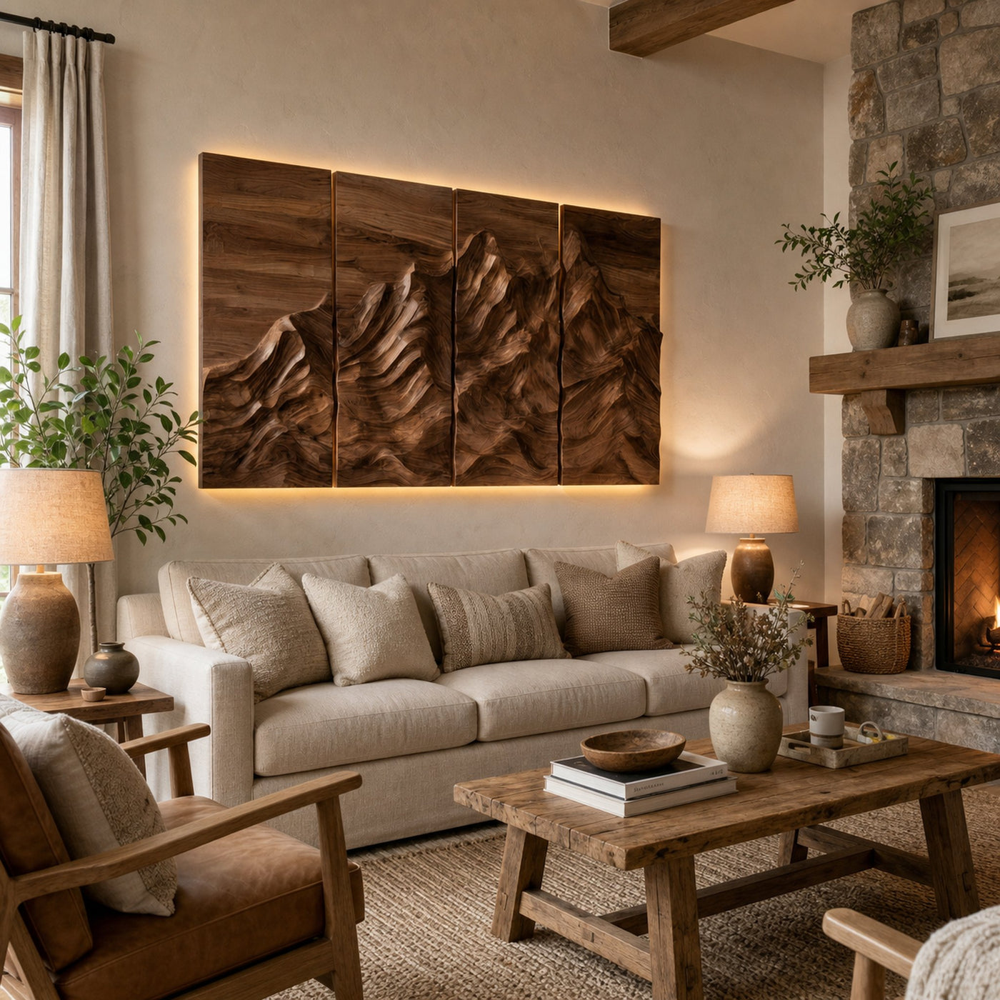 Minimalist Natural Wood Wall Art Set For Home Decor - product view 7