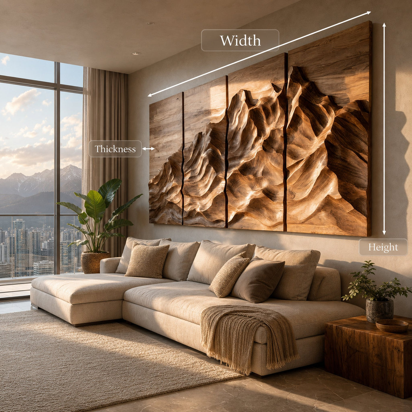 Minimalist Natural Wood Wall Art Set For Home Decor - product view 8