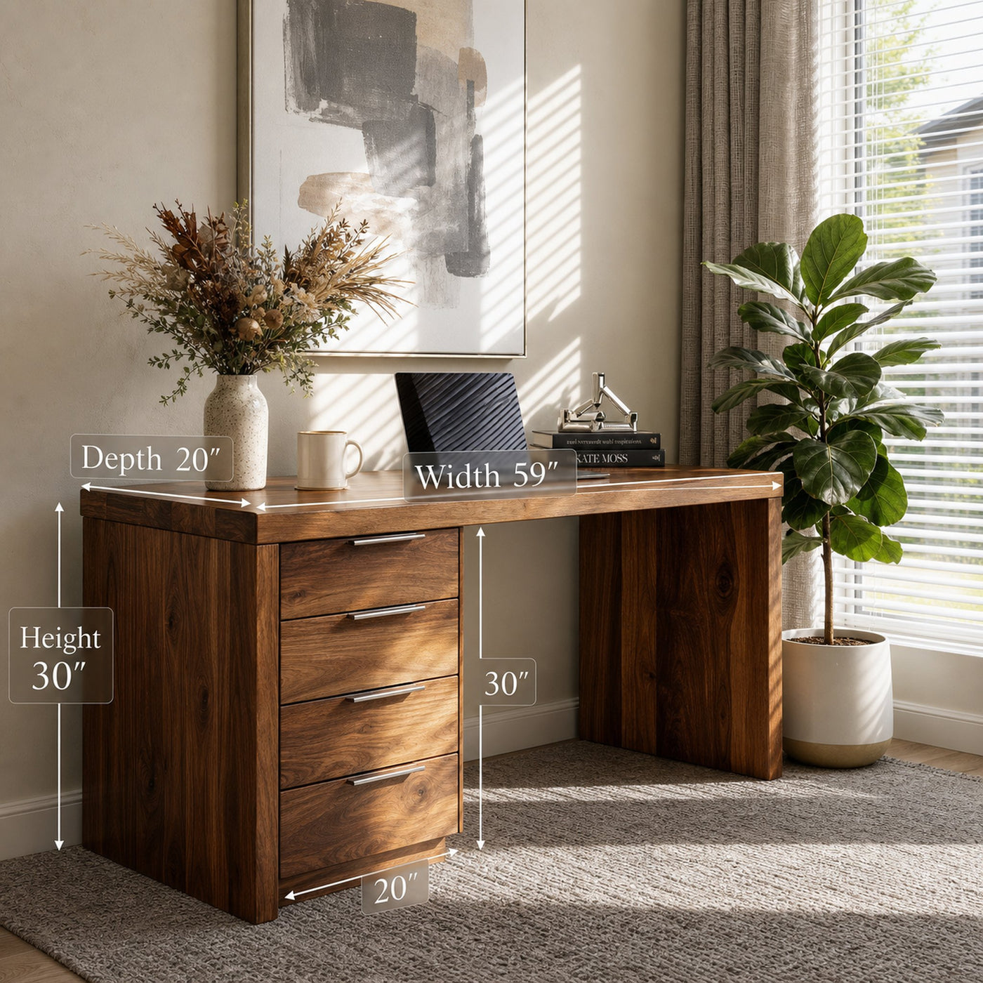 Minimalist Office Desk With Storage Drawers For Home Study - product view 6