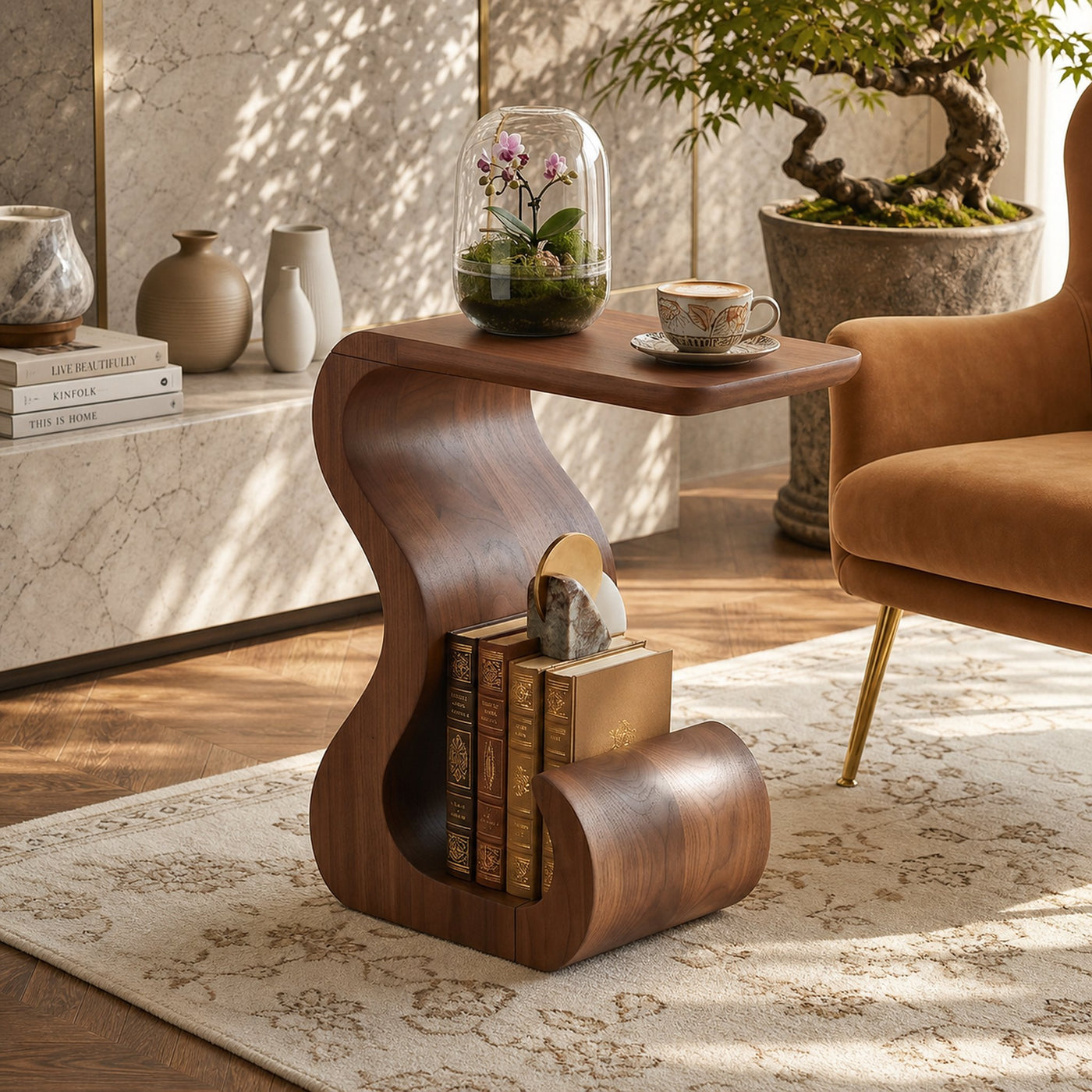 Minimalist Open Base Side Table For Bedroom Corner Space