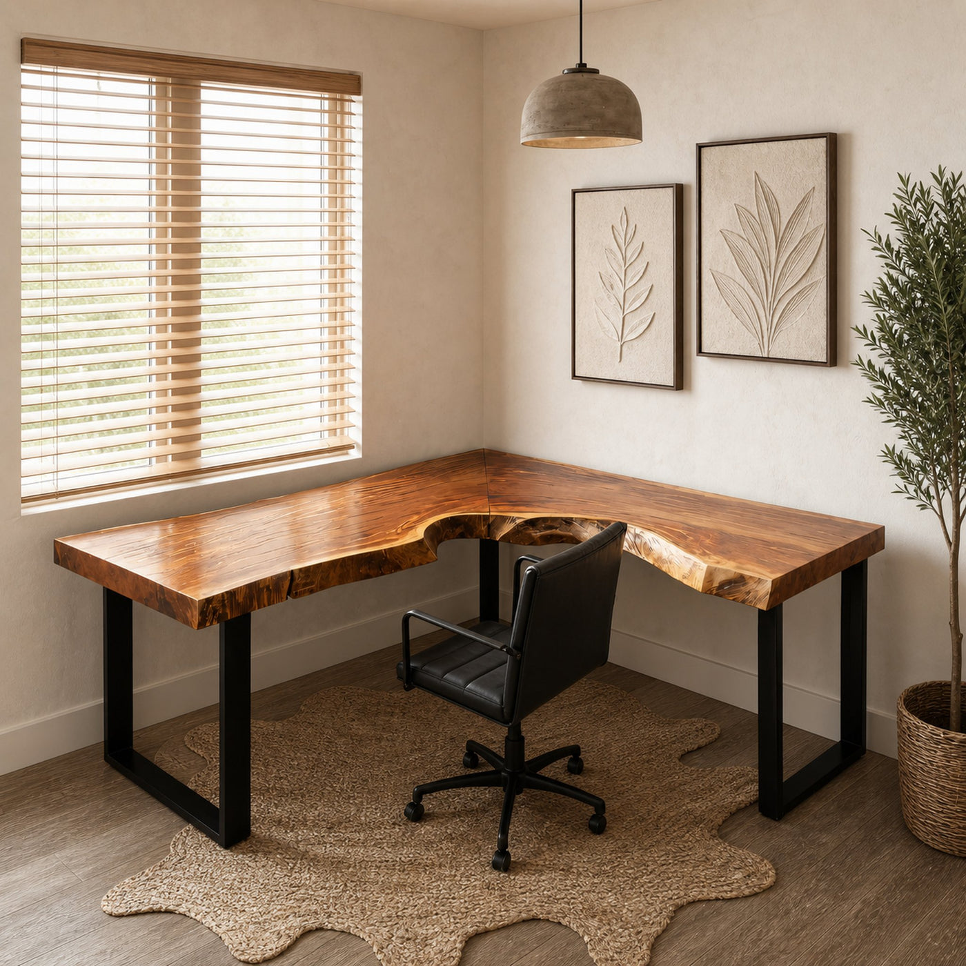 Minimalist Organic L Shaped Desk For Home Office Decor
