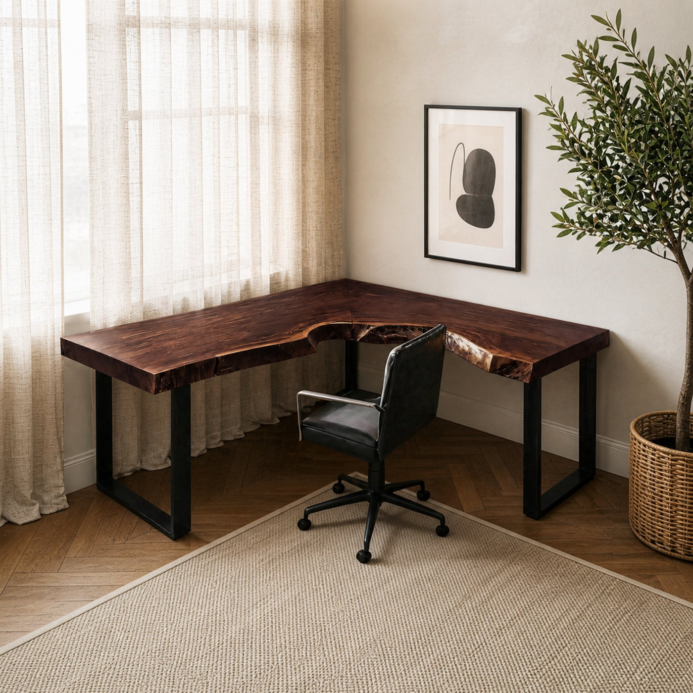 Minimalist Organic L Shaped Desk For Home Office Decor - product view 6