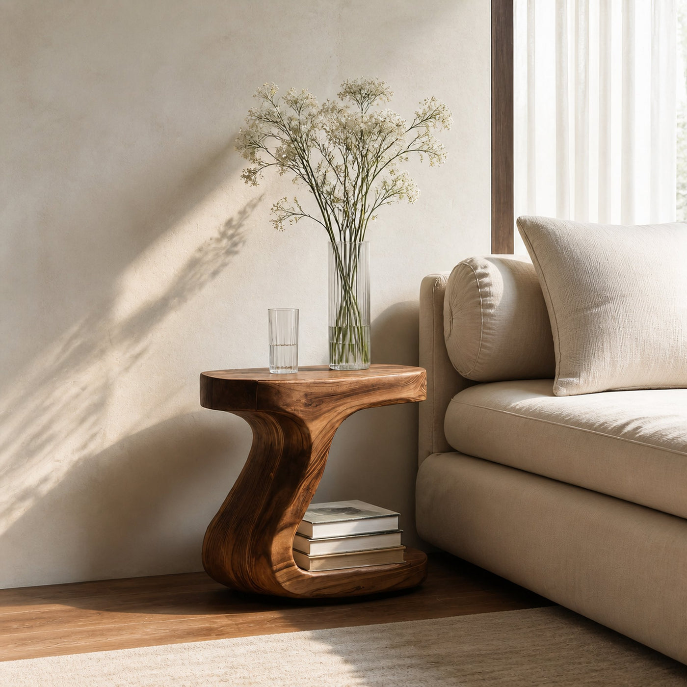 Minimalist Organic Shaped Nightstand For Bedroom