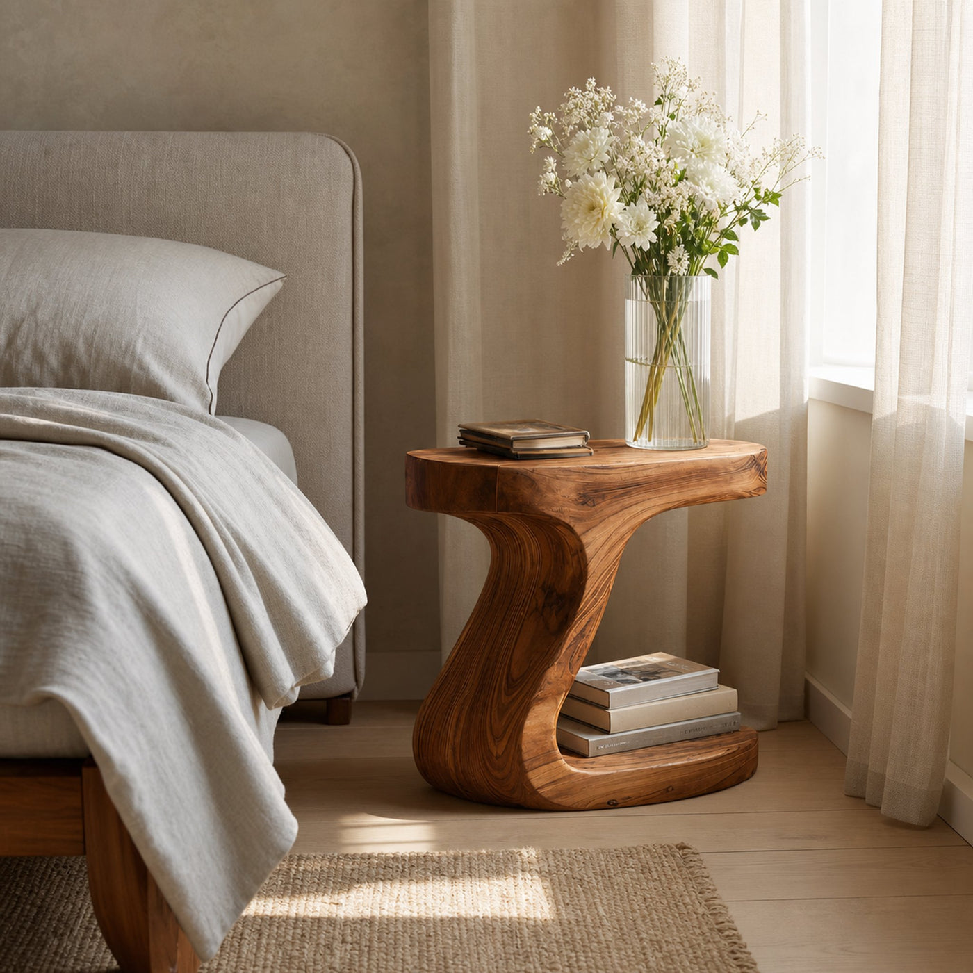 Minimalist Organic Shaped Nightstand For Bedroom - product view 6