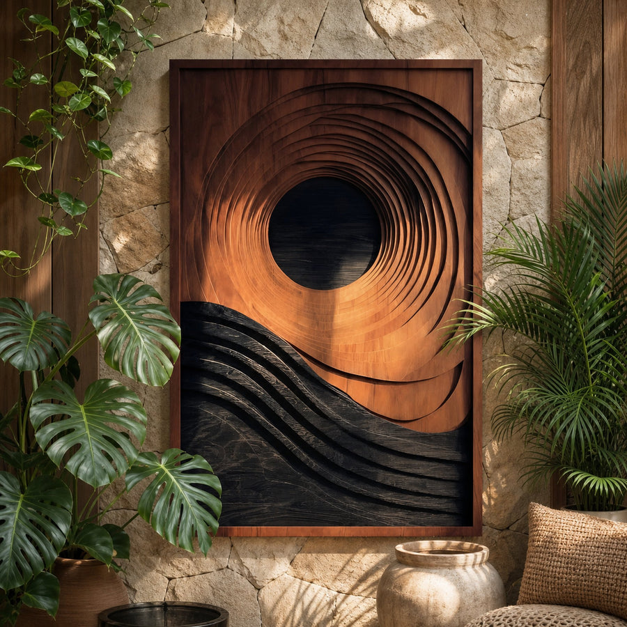Minimalist Organic Wall Sculpture For Bathroom Decor